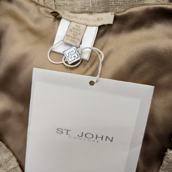 ST JOHN COUTURE Almond Multi sz 16 Raw Silk Skirt NWT - Picture 7 of 9